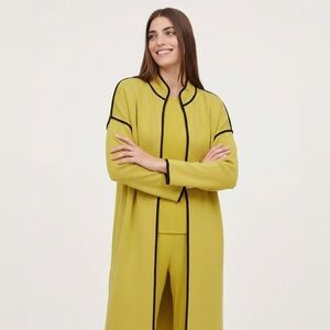 MARLA WYNNE Tipped Drama Vibrant Yellow Cardigan Size M Black Stripes